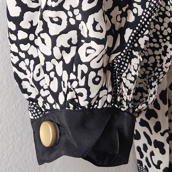 Anne Crimmins For Umi Collections 100% Silk B & W Animal Print Geometric Dress - Picture 5 of 11